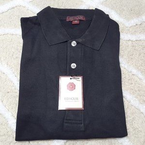 Red House Men's Size Medium Black Short Sleeve Sporty Casual Polo NWT
